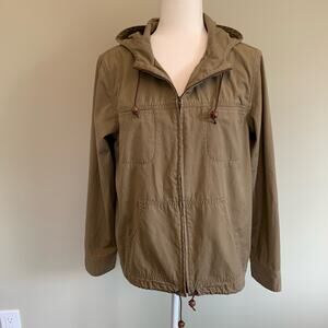 Orvis Hooded Jacket With Zipper Khaki Woman's Size Medium